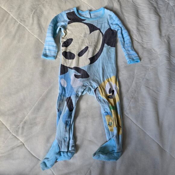 Disney Other - Disney Baby Sleeper 9–12M – Mickey & Pluto, Blue Footie Pajamas